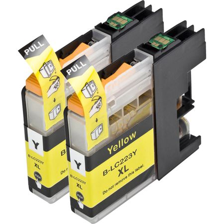 2 Pack Brother LC223 Ink - Yellow Compatible High-Yield Cartridges (Replaces LC221)